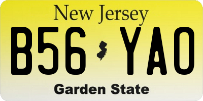 NJ license plate B56YAO