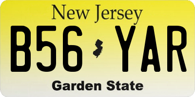 NJ license plate B56YAR