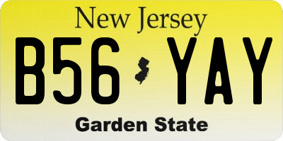 NJ license plate B56YAY