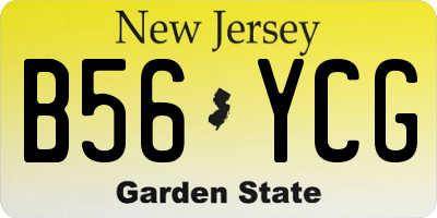 NJ license plate B56YCG