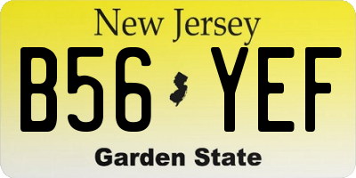 NJ license plate B56YEF