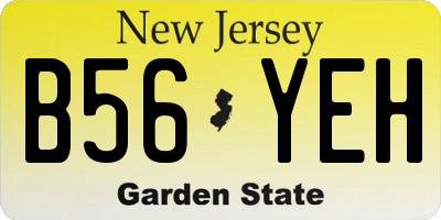 NJ license plate B56YEH