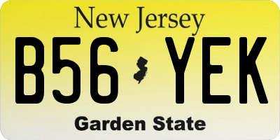 NJ license plate B56YEK