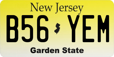 NJ license plate B56YEM