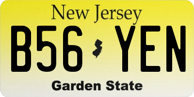 NJ license plate B56YEN