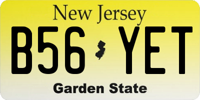 NJ license plate B56YET