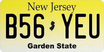 NJ license plate B56YEU