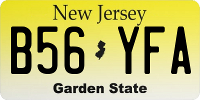 NJ license plate B56YFA