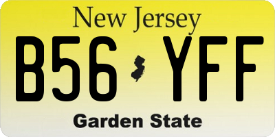 NJ license plate B56YFF
