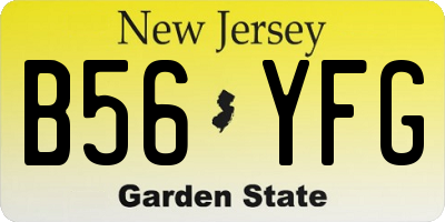 NJ license plate B56YFG
