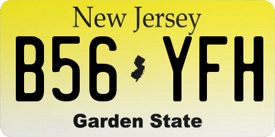 NJ license plate B56YFH
