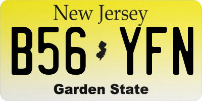 NJ license plate B56YFN