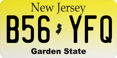NJ license plate B56YFQ