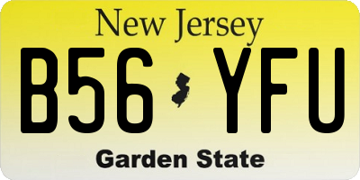 NJ license plate B56YFU
