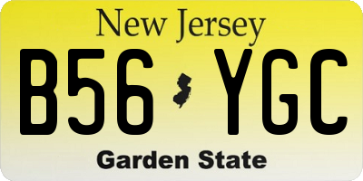 NJ license plate B56YGC
