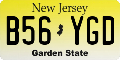 NJ license plate B56YGD