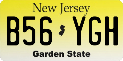 NJ license plate B56YGH
