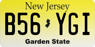 NJ license plate B56YGI