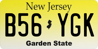 NJ license plate B56YGK