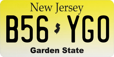 NJ license plate B56YGO
