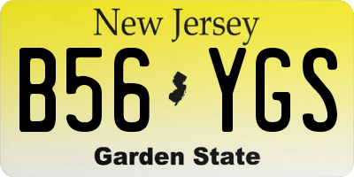 NJ license plate B56YGS