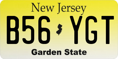 NJ license plate B56YGT