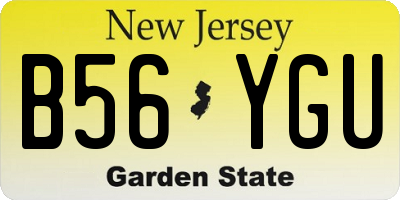 NJ license plate B56YGU