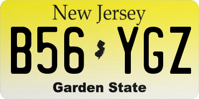 NJ license plate B56YGZ