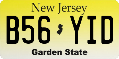 NJ license plate B56YID