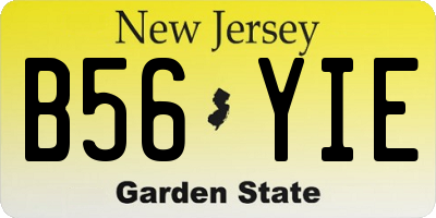 NJ license plate B56YIE
