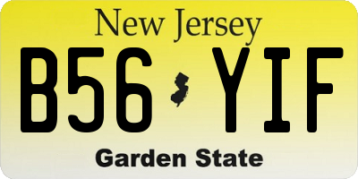 NJ license plate B56YIF