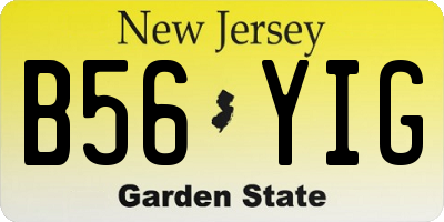 NJ license plate B56YIG