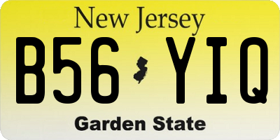 NJ license plate B56YIQ