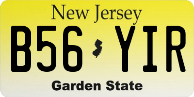 NJ license plate B56YIR