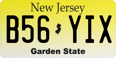 NJ license plate B56YIX