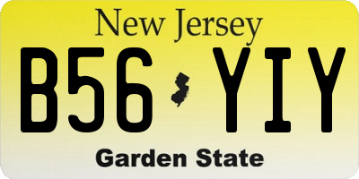 NJ license plate B56YIY