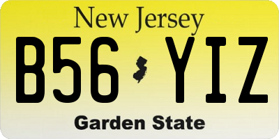 NJ license plate B56YIZ
