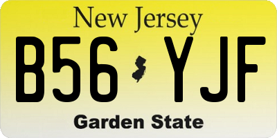 NJ license plate B56YJF