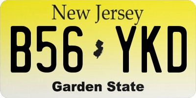 NJ license plate B56YKD