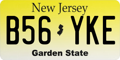 NJ license plate B56YKE
