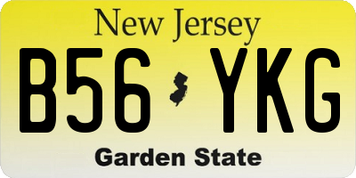 NJ license plate B56YKG