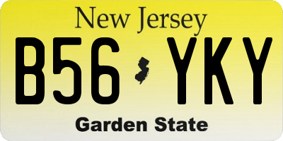NJ license plate B56YKY
