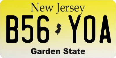 NJ license plate B56YOA