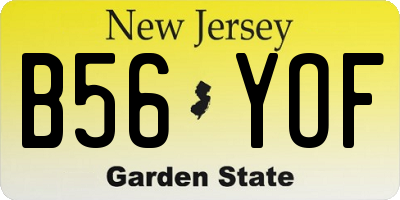 NJ license plate B56YOF