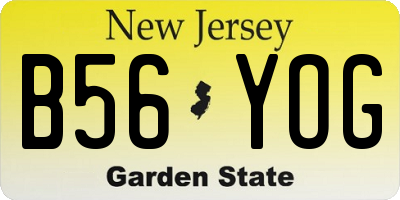 NJ license plate B56YOG