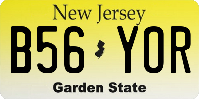 NJ license plate B56YOR