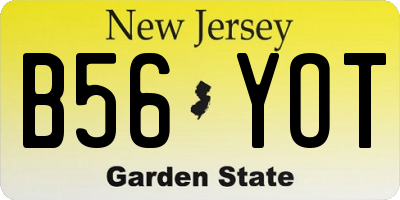 NJ license plate B56YOT