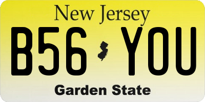 NJ license plate B56YOU