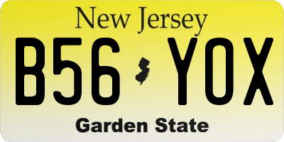NJ license plate B56YOX