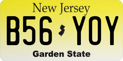 NJ license plate B56YOY